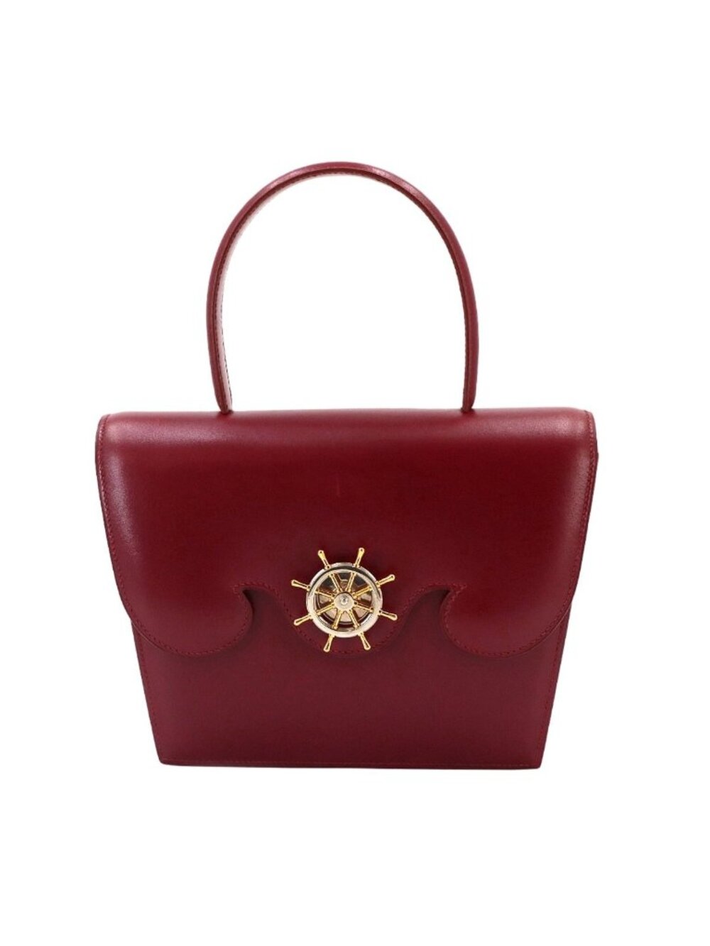 Hermes Frigate Hand Bag Box Calf Rouge Ash Silver Gold